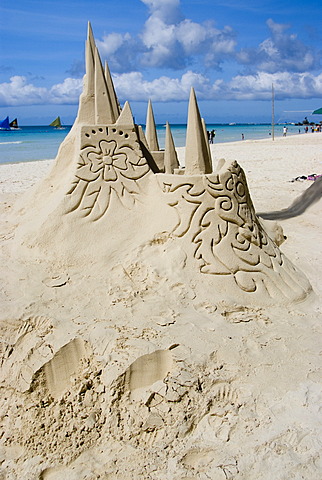 Sand castle on White Beach, Boracay, Philippines