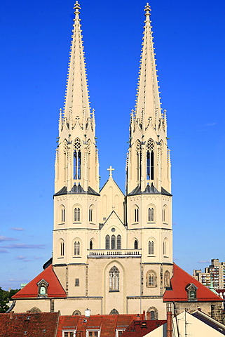 Twin towers of St Peters church, Goerlitz, Saxony, Oberlausitz, Lower Silesia, Germany, Europe