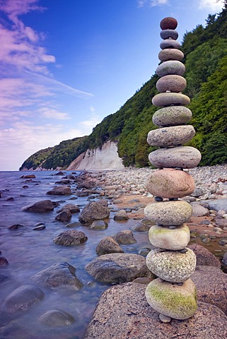 Stack of stones in Jasmund National Park, Ruegen island, Mecklenburg-Western Pomerania, Germany, Europe