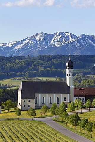 Pilgrimage church of St. Marinus and Anian in Wilparting, community of Irschenberg, Mangfall Mountains, Oberland region, Upper Bavaria, Bavaria, Germany, Europe