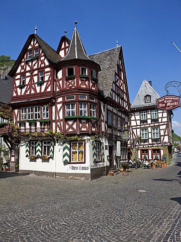 View of the old house in the old town of Bacharch, Unesco World Heritage Upper Middle Rhine Valley, Bacharach, Rhineland Palatinate, Germany, Europe