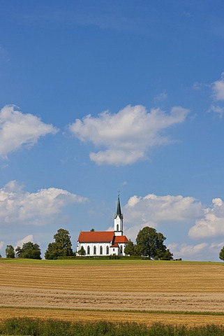 Solitary church in the countryside, Bavaria, Germany, Europe