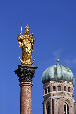 The Columna of St Mary and Church of Our Lady MÃ¼nchen Munich Bavaria Germany