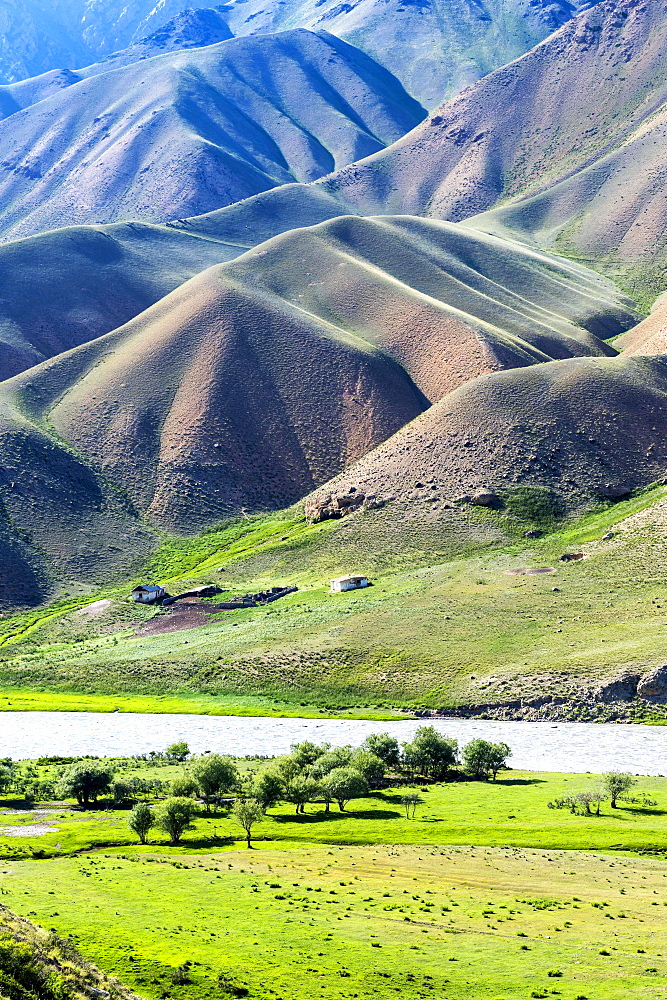 Mountain landscape at Naryn River, Naryn gorge, Naryn Region, Kyrgyzstan, Asia