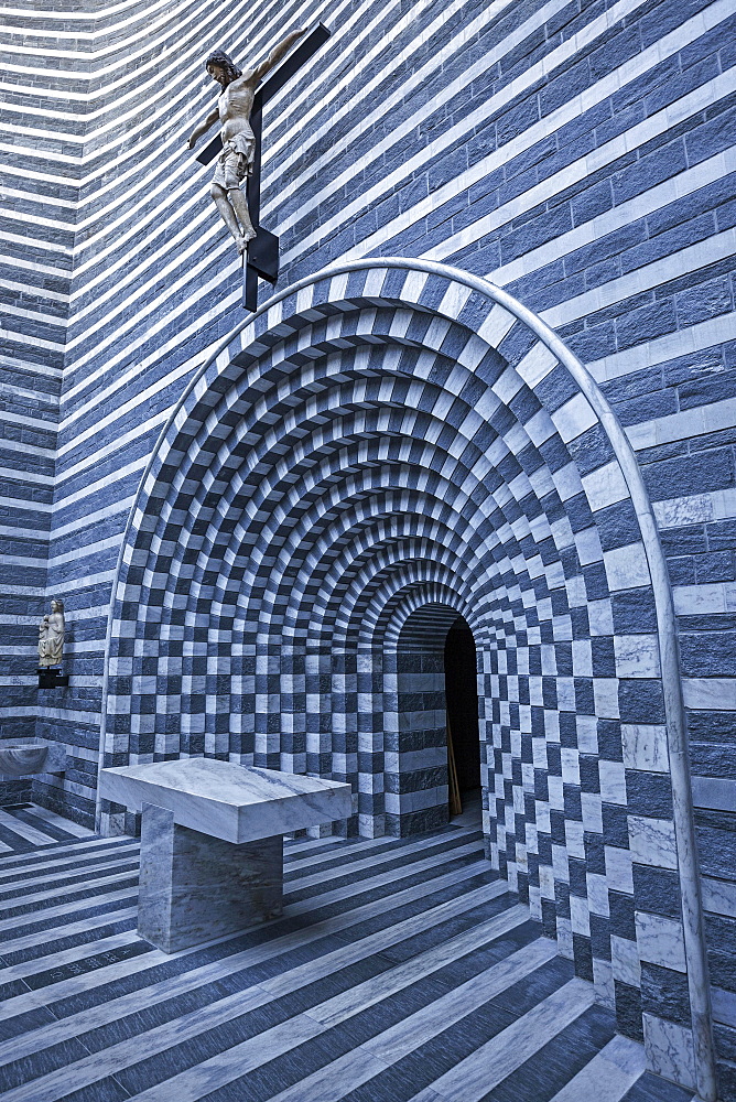 Church of San Giovanni Battista, interior view, architect Mario Botta, Mogno, near Fusio, Lavizzara, Canton Tessin, Switzerland, Europe