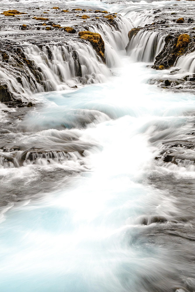 Bruarfoss Waterfall in winter, Southern Region, Iceland, Europe