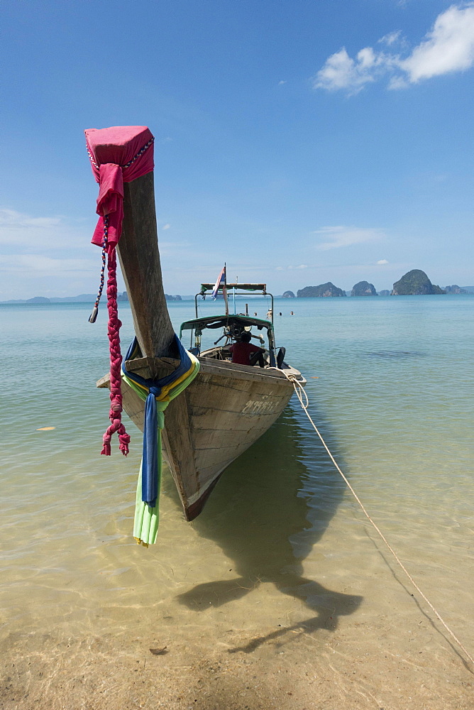 Longtail boat on Tubkaek beach, Krabi Province, Thailand, Asia