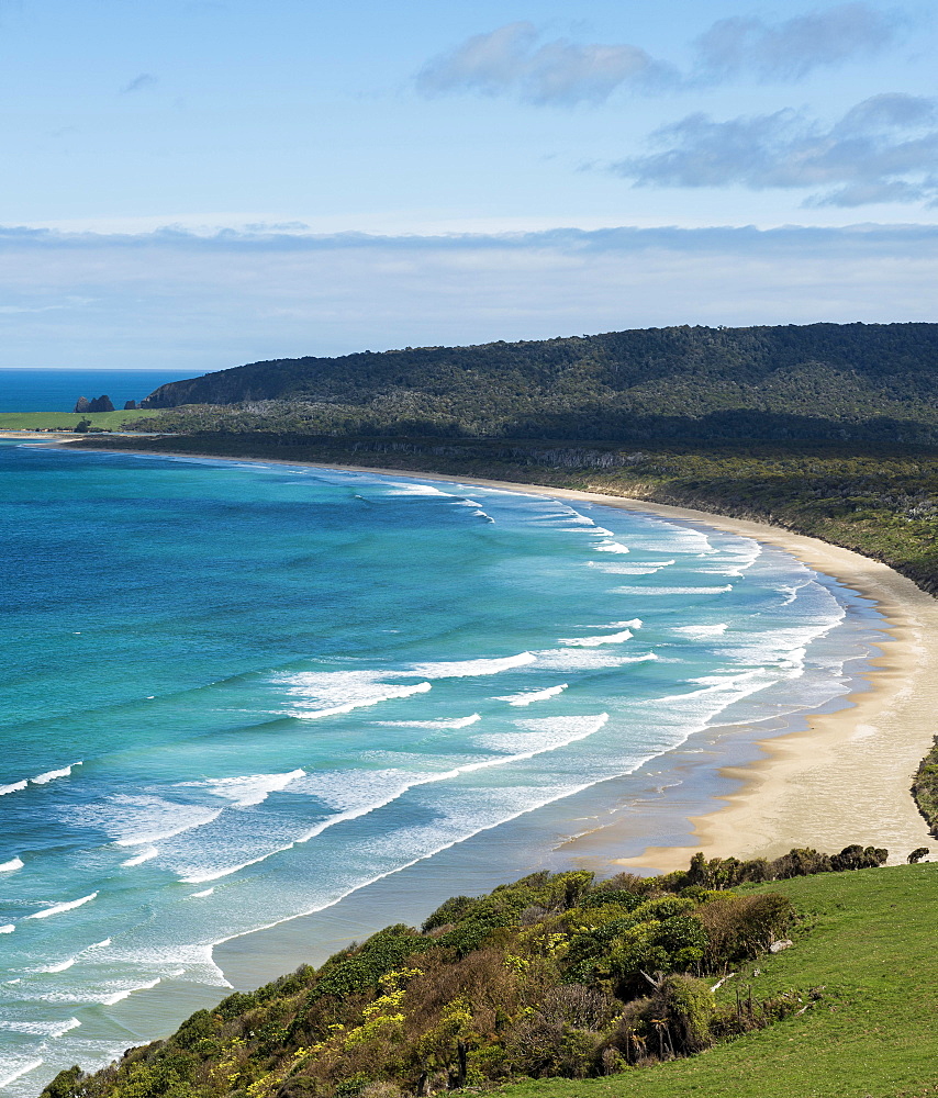 Lookout, Florence Hill Lookout, beach Tautuku Bay, The Catlins, Southland Region, Southland, New Zealand, Oceania