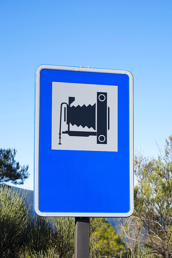 Spanish road sign, viewpoint sign, Tenerife, Canary Islands, Spain, Europe