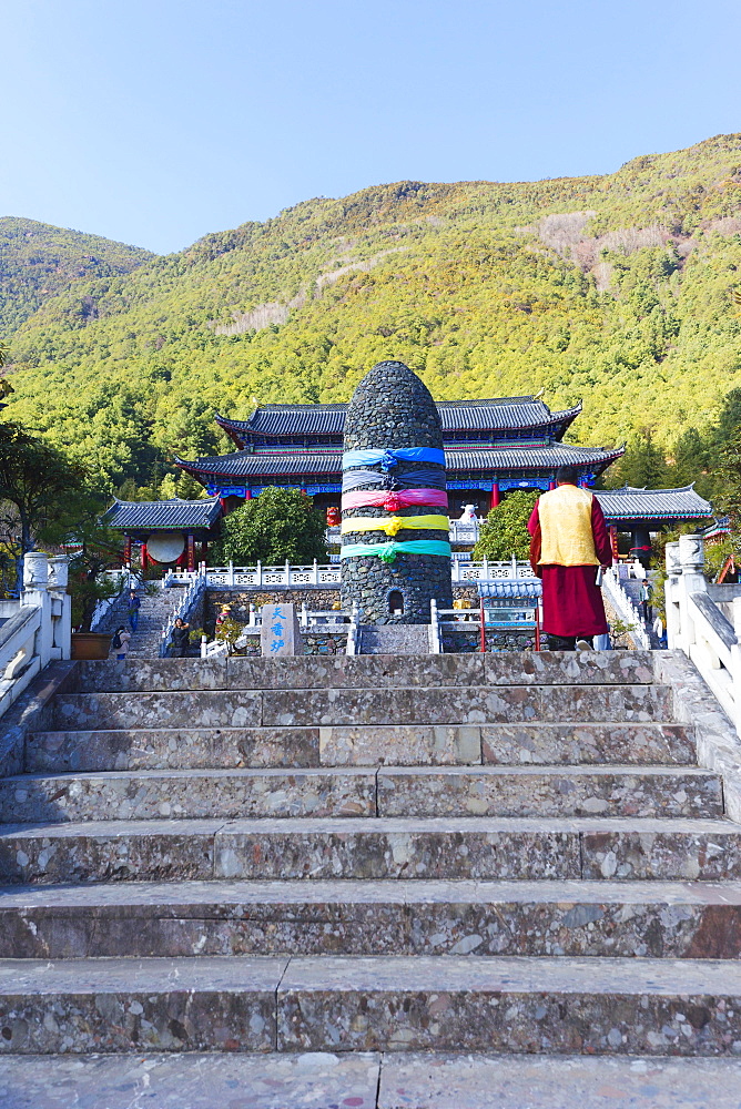 Stairway to Dongbashiluo Temple, Cultural Center of Dongba, Jade Water Village, Lijiang, Yunnan Province, People's Republic of China