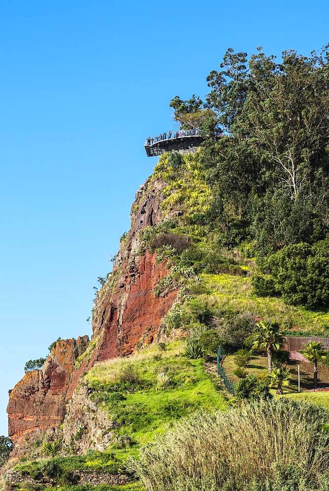 Viewing platform at the steep coast, Cabo Girao, south coast, Madeira, Portugal, Europe