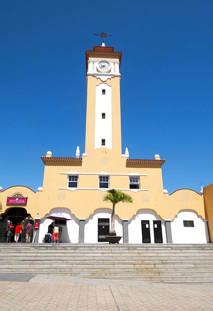 Market hall Mercado Nuestra Senora de Africa with clock tower, Moorish architecture, Santa Cruz de Tenerife, Tenerife, Canary Islands, Spain, Europe