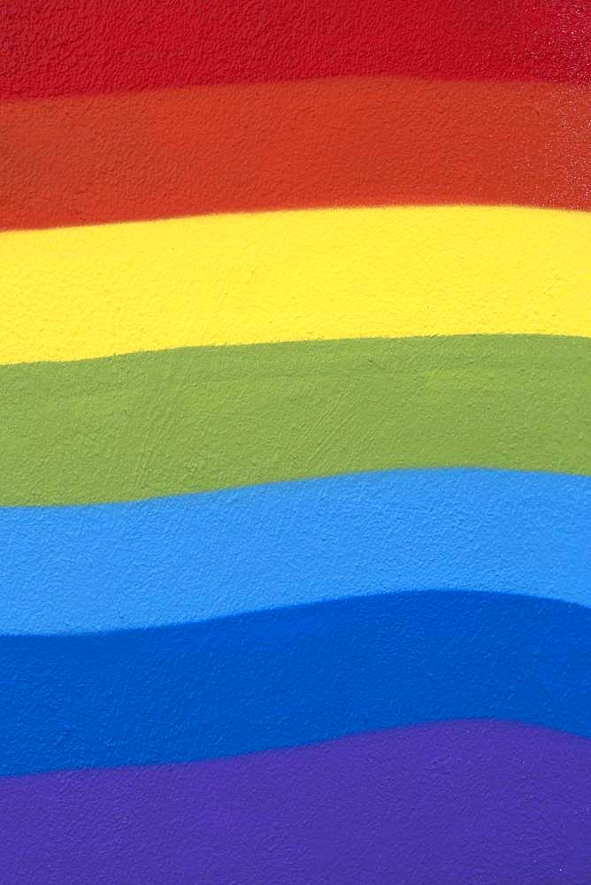 Rainbow colors, painted on a wall, Berlin, Germany, Europe