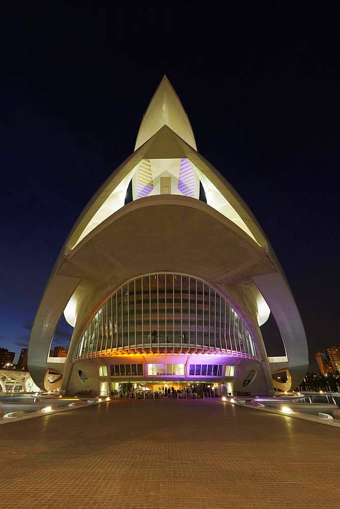 Opera, Palau de Les Arts Reine Sofia, Dawn, CAC, Ciutat des les Arts i les Ciencies, Architect Santiago Calatrava, Valencia, Spain, Europe