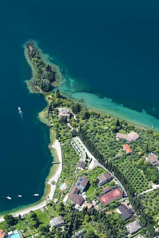 Val di Sogno near Malcesine on Lake Garda, aerial view, Province of Veneto, Italy, Europe