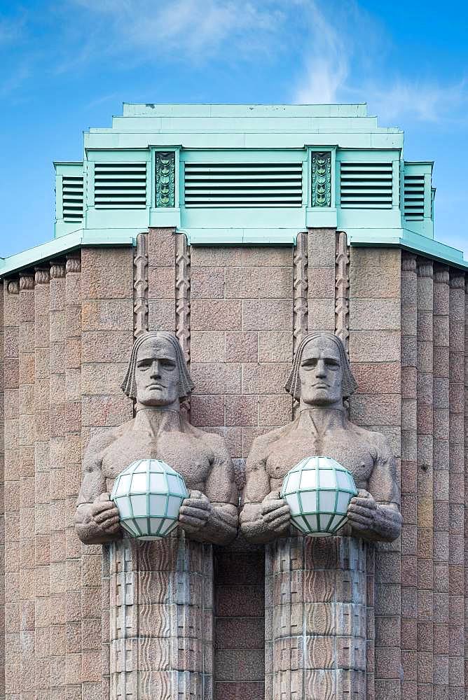 Torchbearers, Statues of Emil Wikstroem, Central Station, Helsinki, Finland, Europe