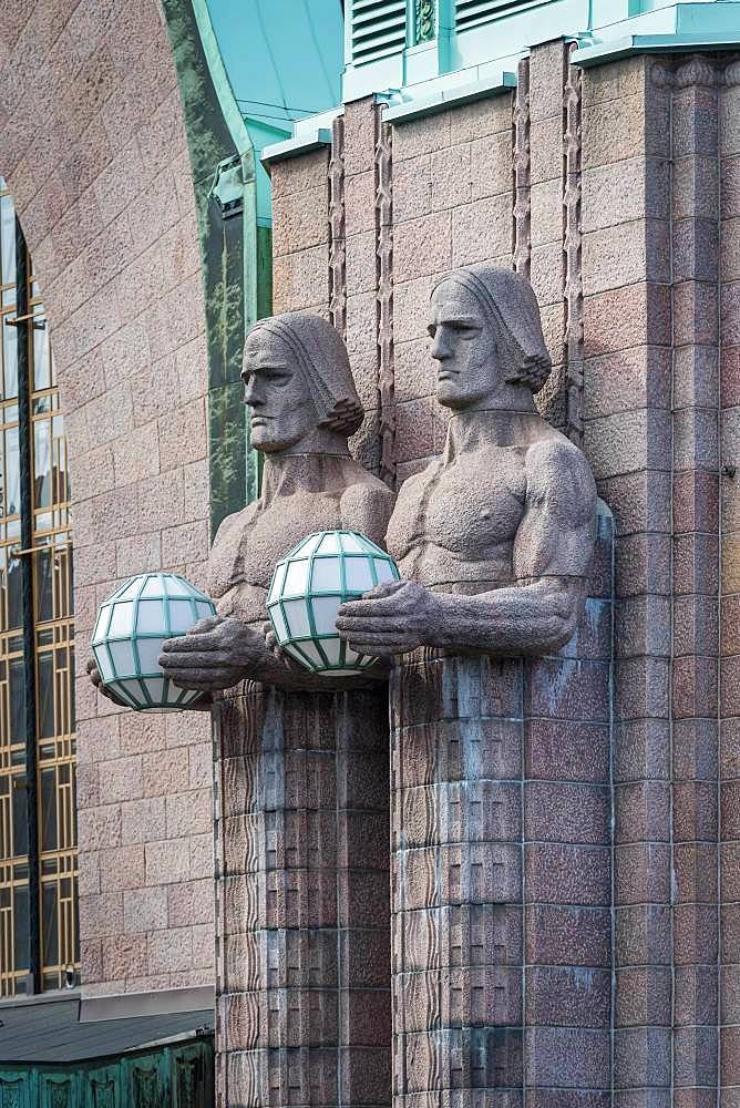 Torchbearers, Statues of Emil Wikstroem, Central Station, Helsinki, Finland, Europe