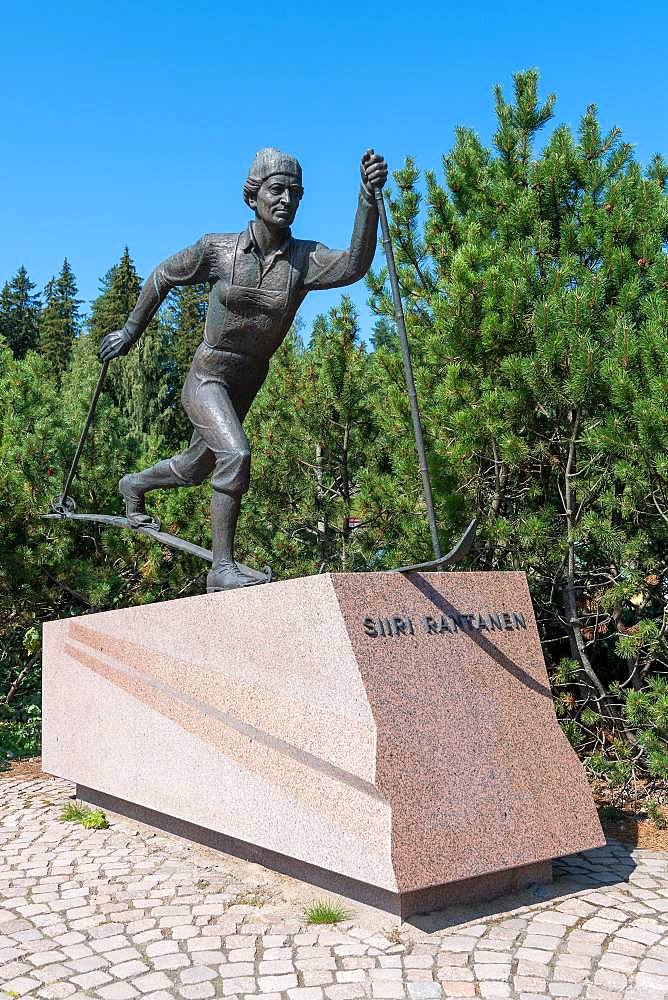 Monument to Siiri Johanna Rantanen, Finnish cross-country skier Olympic champion, Salpausselkae ski jump, Lahti, Finland, Europe