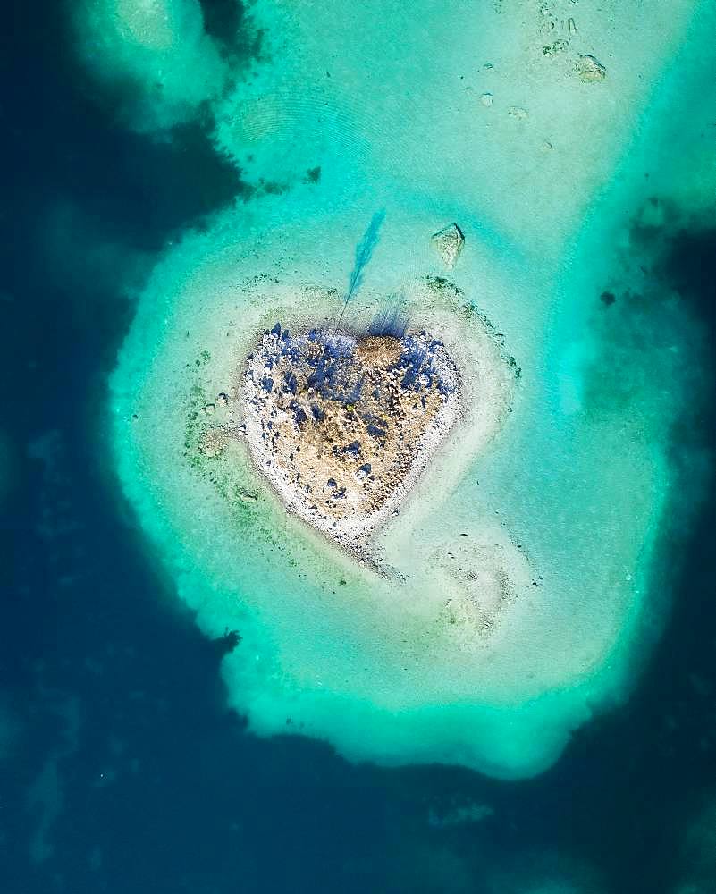 Heart island, turquoise water, Eibsee lake, Germany, Europe