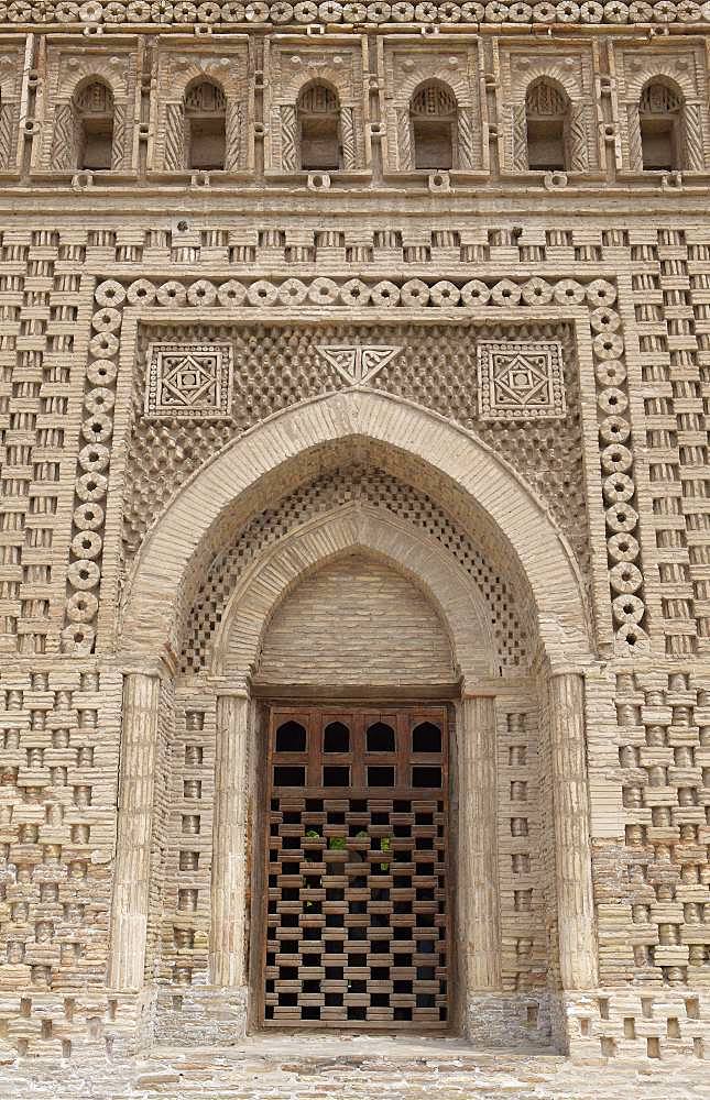 Facade with window front, Samanid Mausoleum, Ismail Samanis Tomb, Bukhara, Buxoro Province, Uzbekistan, Asia