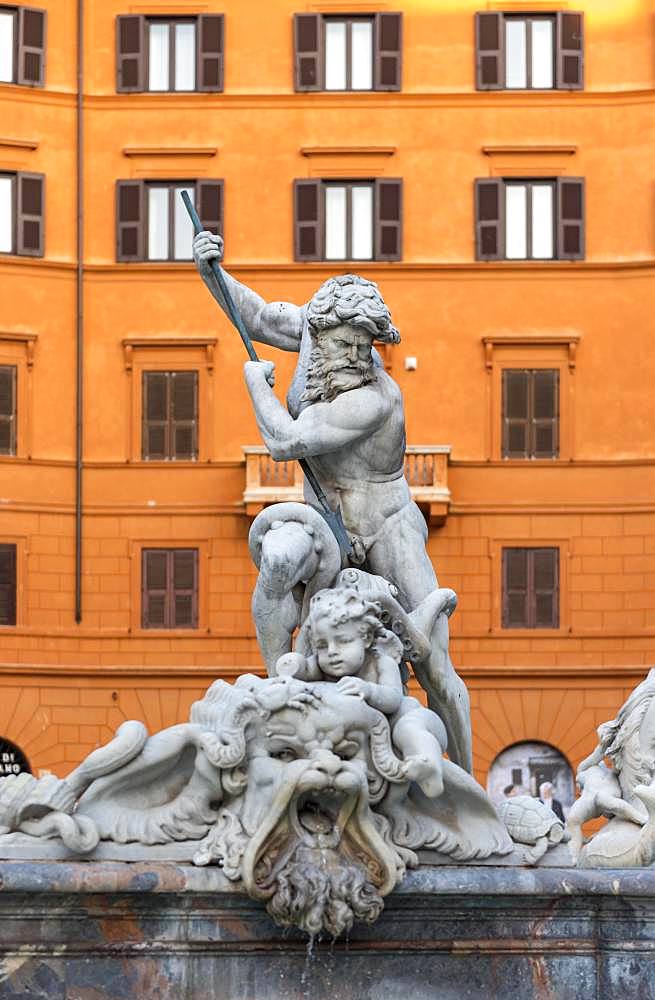 Fountain of Neptune, Piazza Navona, Rome, Italy, Europe