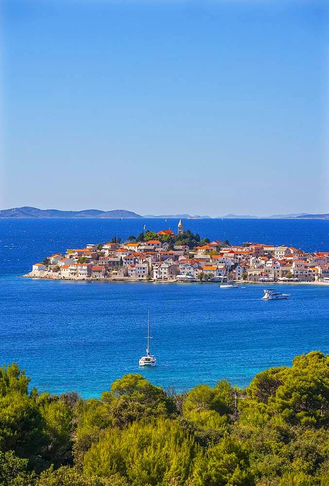 Sailboats, Primosten, Croatian Adriatic Coast, Central Dalmatia, Dalmatia, Croatia, Europe