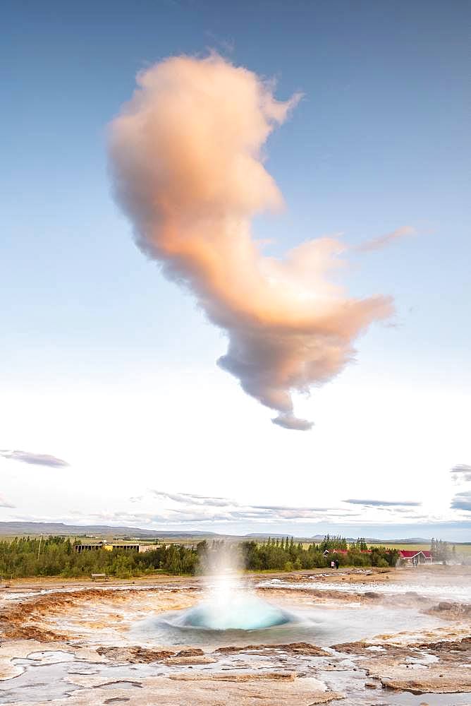 Geyser Strokkur, geothermal area Haukadalur, Golden Circle, Southern Iceland, Iceland, Europe