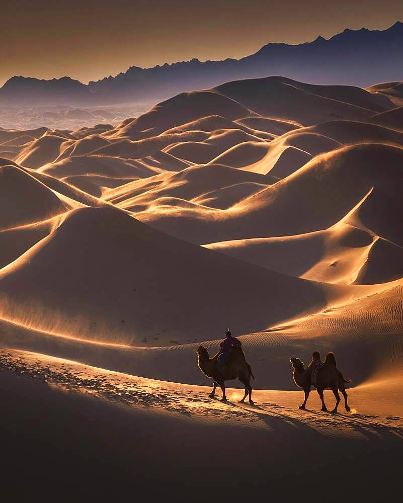 Windy day in the Gobi desert. Umnugobi province, Mongolia, Asia