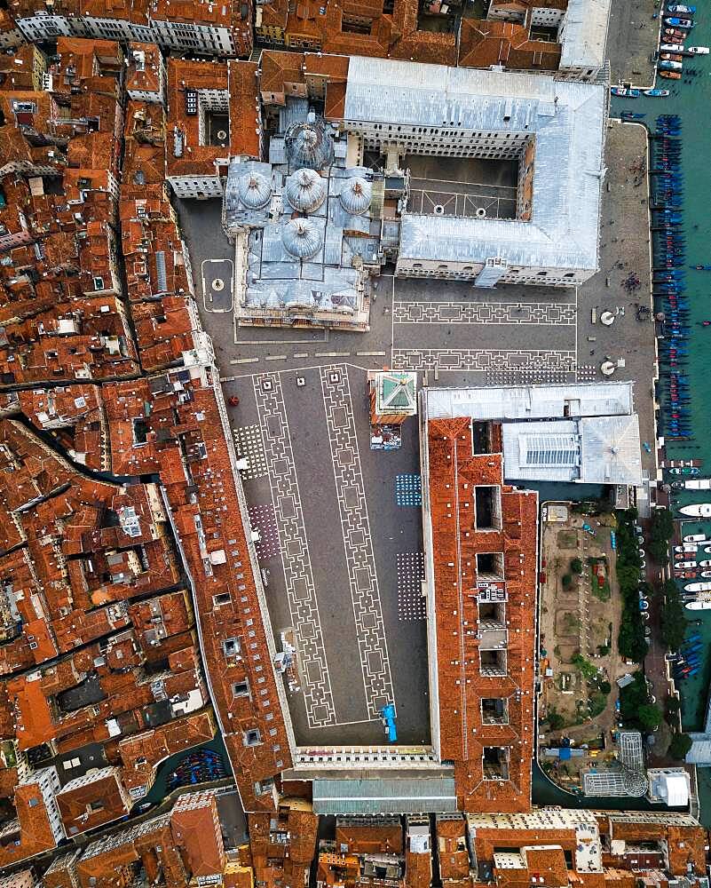 Aerial view, St. Mark's Square from above, Venice, Veneto, Italy, Europe