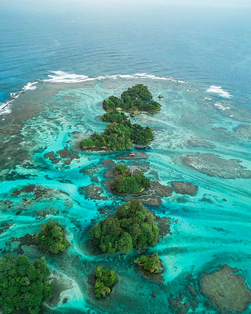 Aerial view, tropical mangrove islands in the Caribbean, Escudo de Veraguas, Panama, Central America