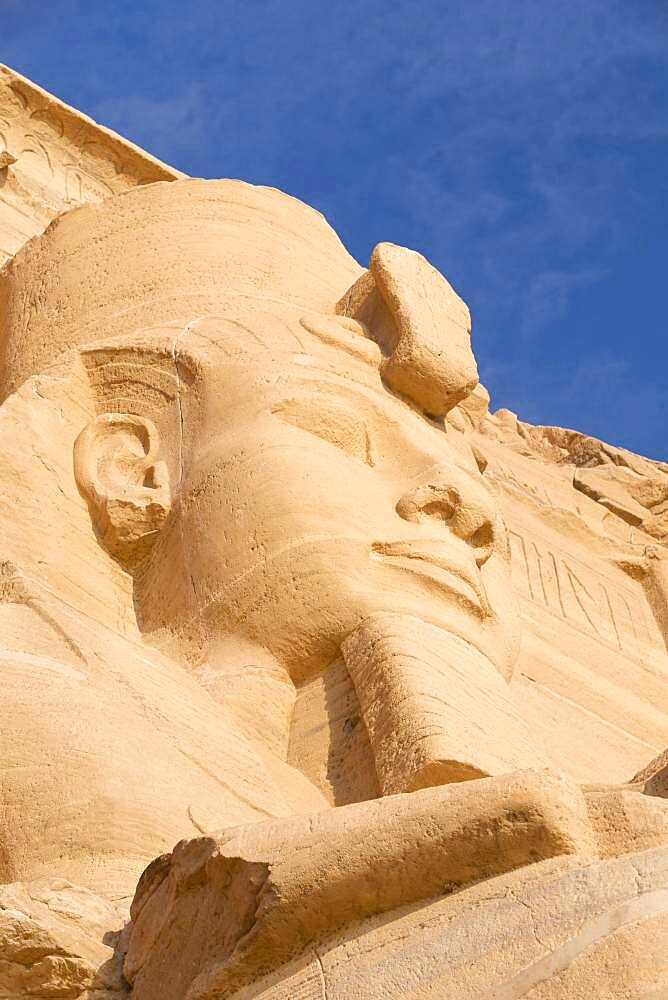 Colossal statue at the great temple of Ramesses II, Abu Simbel, Egypt, Africa