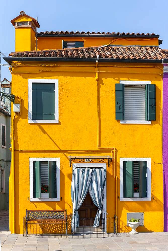 Colorful houses, colorful facade, Burano Island, Venice, Veneto, Italy, Europe