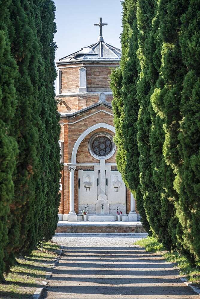 Main path of the cemetery island San Michele, Venice, Italy, Europe