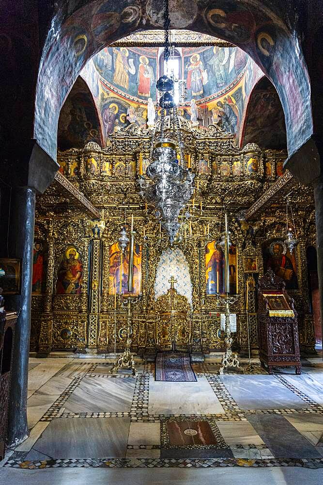 Wall frescoes, Unesco world heritage site, Monastery of Saint John the Theologian, Chora, Patmos, Greece, Europe