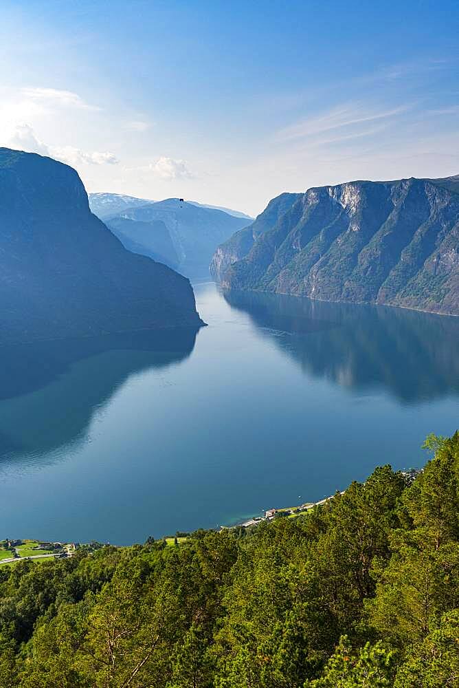 Overlook over Aurlandsfjord, Aurland, Norway, Europe