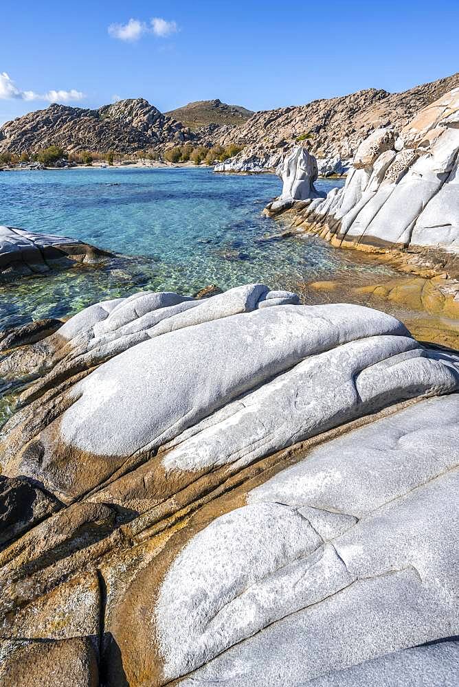 Rocks on the turquoise sea, coast near the beach Kolimbithres, Paros, Cyclades, Aegean Sea, Greece, Europe