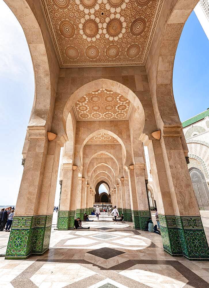 Portico, Hassan II Mosque, Grande Mosquee Hassan II, Moorish architecture, Casablanca, Morocco, Africa