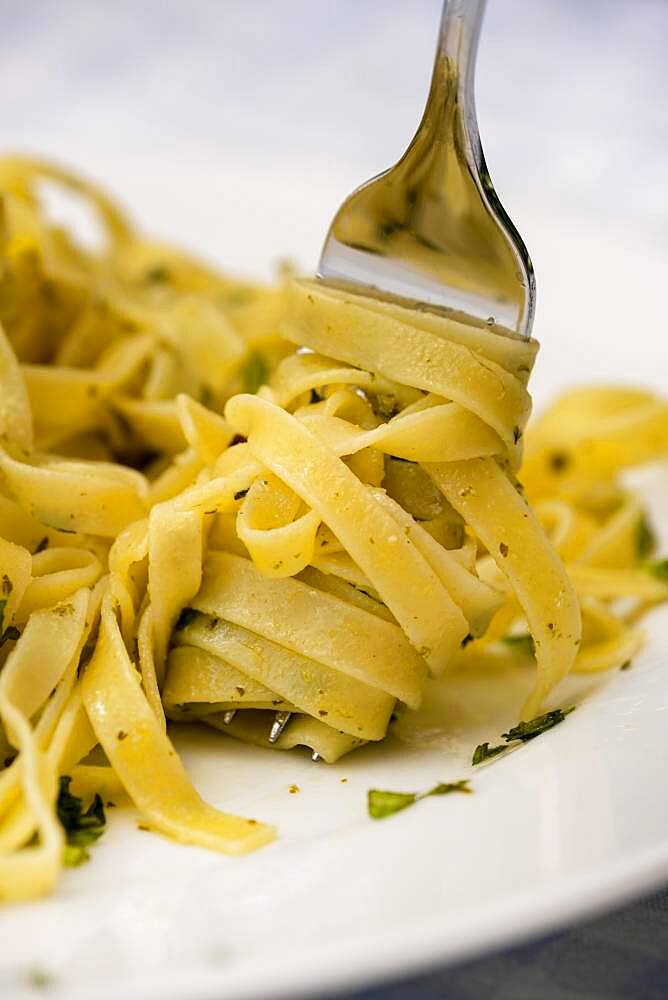 Pesto, with basil, Pasta, Linguine, Food, Italy, Europe