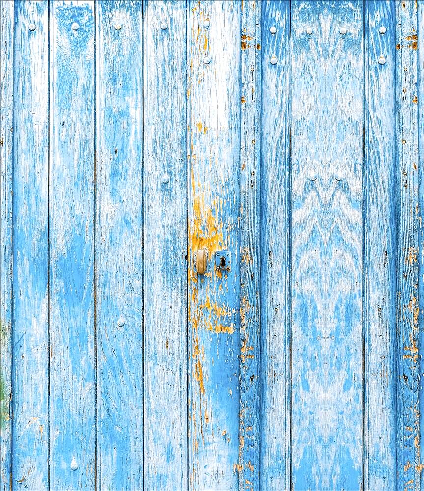 Blue wooden door, Managua, Nicaragua, Central America