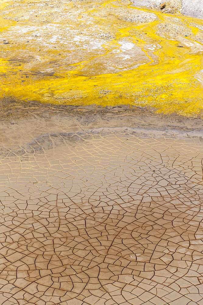 Yellow coloured sulphur stones, Alexandros crater, Nisyros, Dodecanese, Greece, Europe