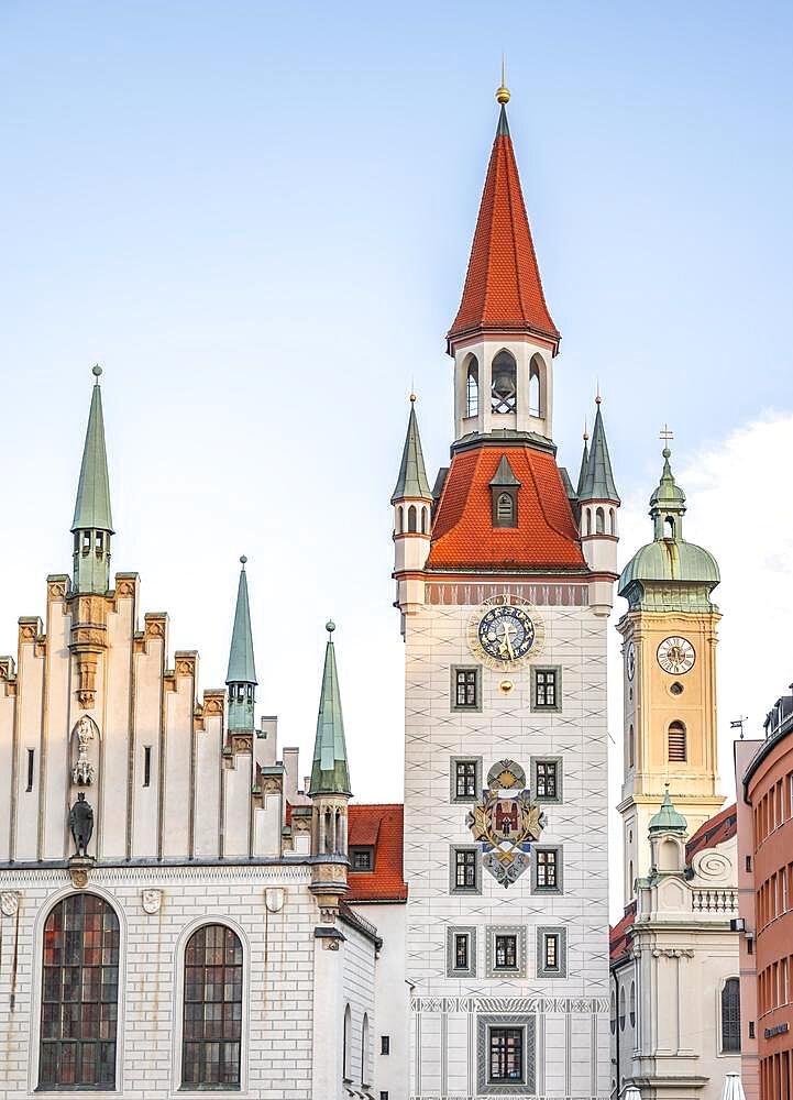 Old Town Hall, city centre at Marienplatz, Munich, Bavaria, Germany, Europe