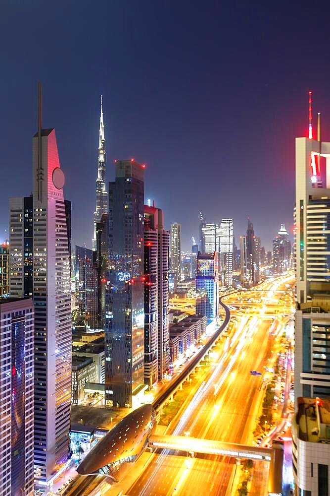 Dubai Sheikh Zayed Road Burj Khalifa Kalifa Skyscraper Skyline Architecture in Dubai, United Arab Emirates, Asia