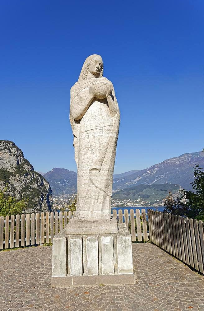 Statue Regina Mundi, Punta Larici, Riva del Garda, Lake Garda North, Trento, Trentino-Alto Adige, Italy, Europe