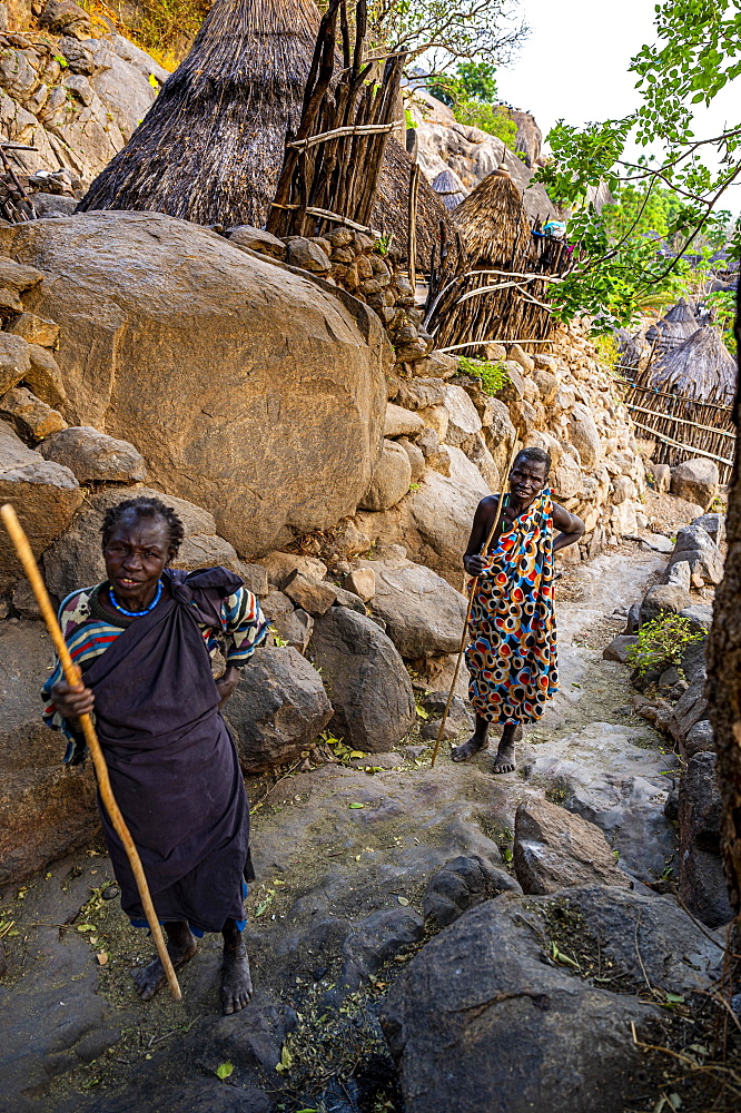 Old women of the Otuho or Lutoko tribe village in the Imatong mountains, Eastern Equatoria, South Sudan, Africa