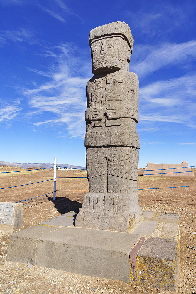 Ponce Monolith, pre-Inca ruins of Tiwanaku, also Tiahuanaco, Unesco World Heritage Site, La Paz Department, Bolivia, South America