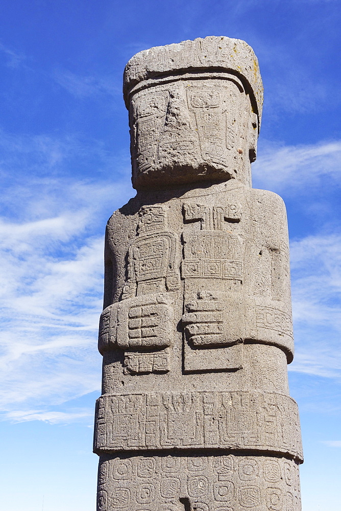 Ponce Monolith, pre-Inca ruins of Tiwanaku, also Tiahuanaco, Unesco World Heritage Site, La Paz Department, Bolivia, South America