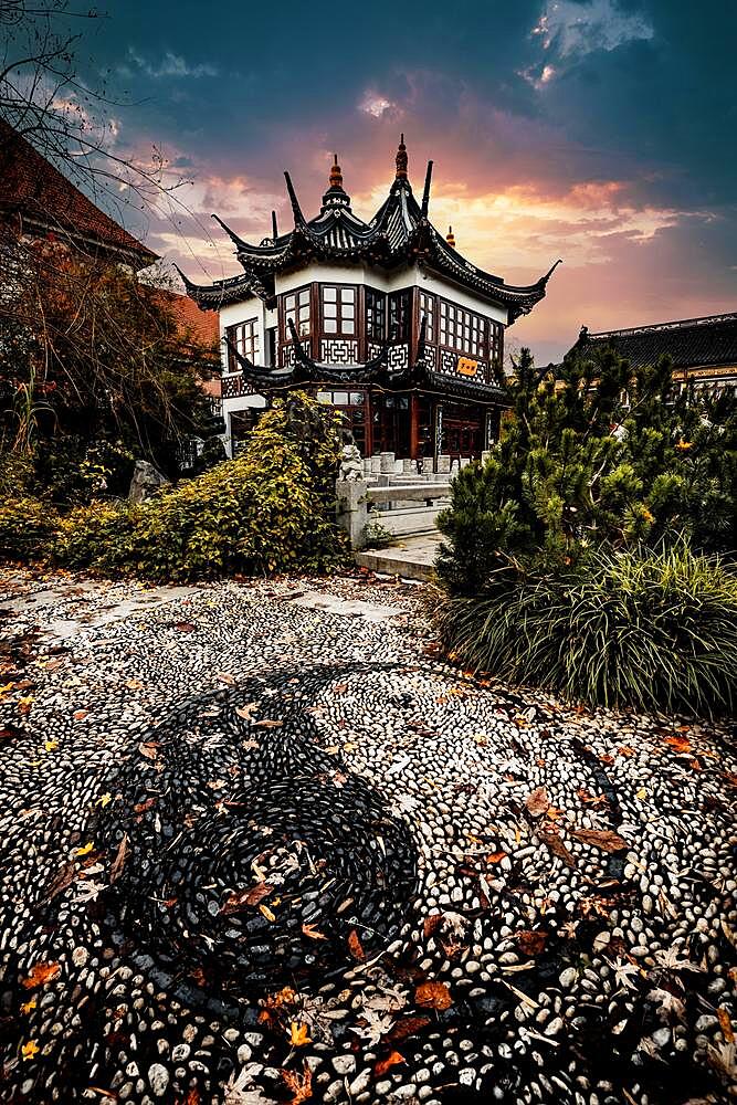 China Park in Hamburg, sunset, yin and yang, Germany, Europe