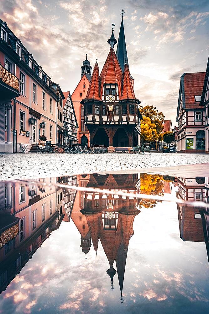 Town Hall and Town Church, Michelstadt, Odenwald, Hesse, Germany, Europe