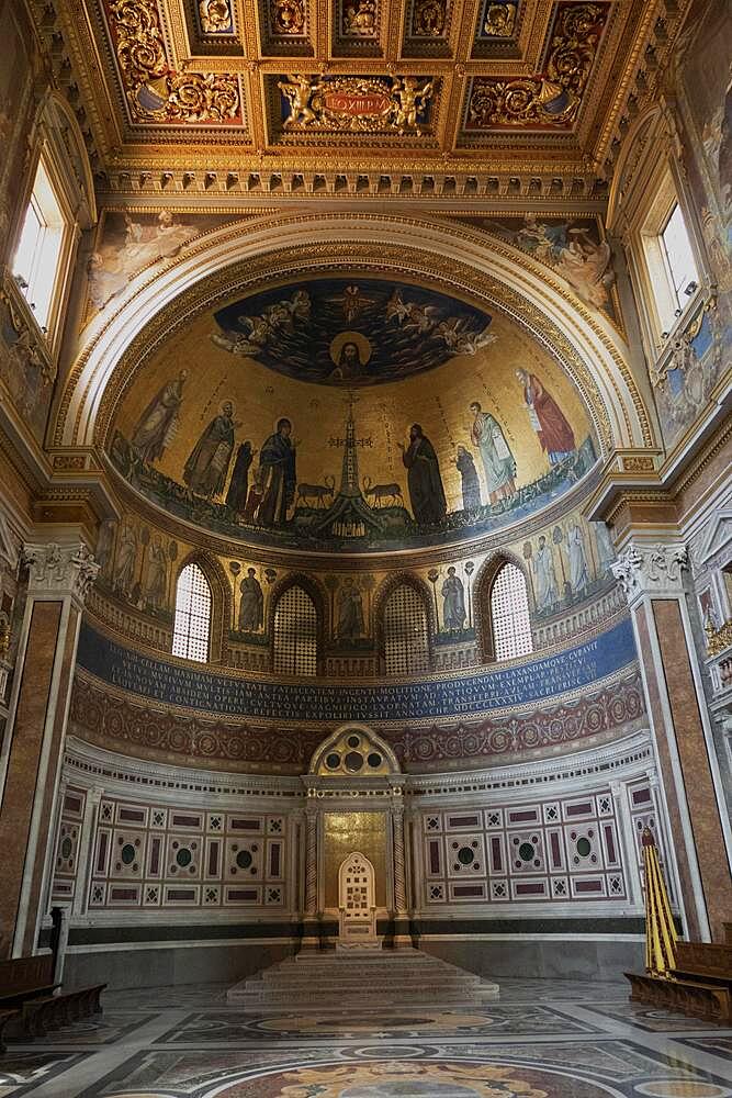 Cathedra of the Pope as Bishop of Rome, Apse of the Basilica, Lateran Basilica, Basilica San Giovanni in Laterano, Cathedral of the Diocese of Rome, Monti district, Rome Italy