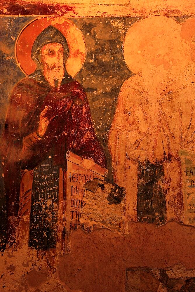 Former monastery church of Antifonitis, 12th century interior, frescoes and wall painting, Northern Cyprus